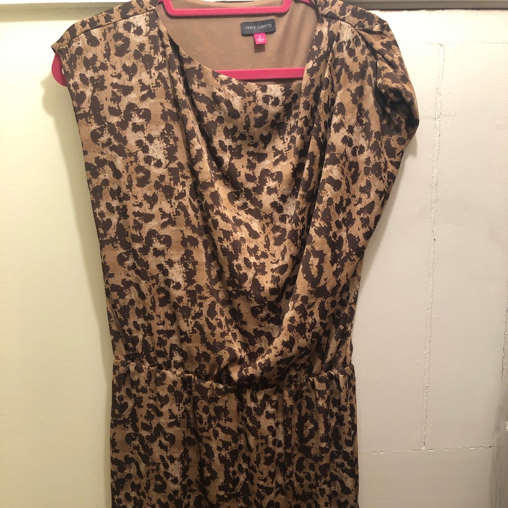 Short sleeve Leopard silk dress - mid length